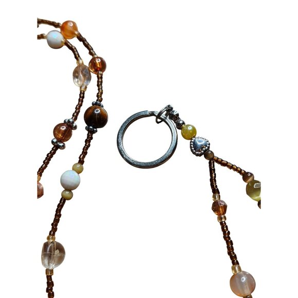 Artisan Beaded Keychain Necklace Acrylic Cat's Eye Magnetic Clasp Boho 33 inches - Picture 4 of 4